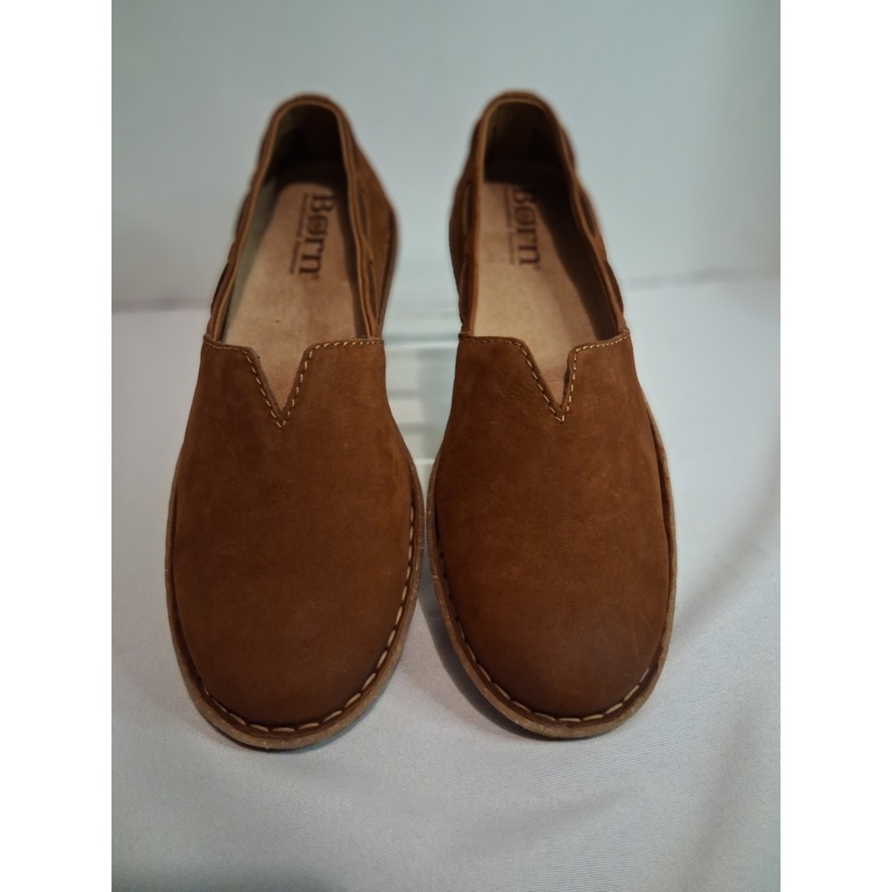Born Womens Brown Suede Slip On Loafers Flats Shoes Size 8